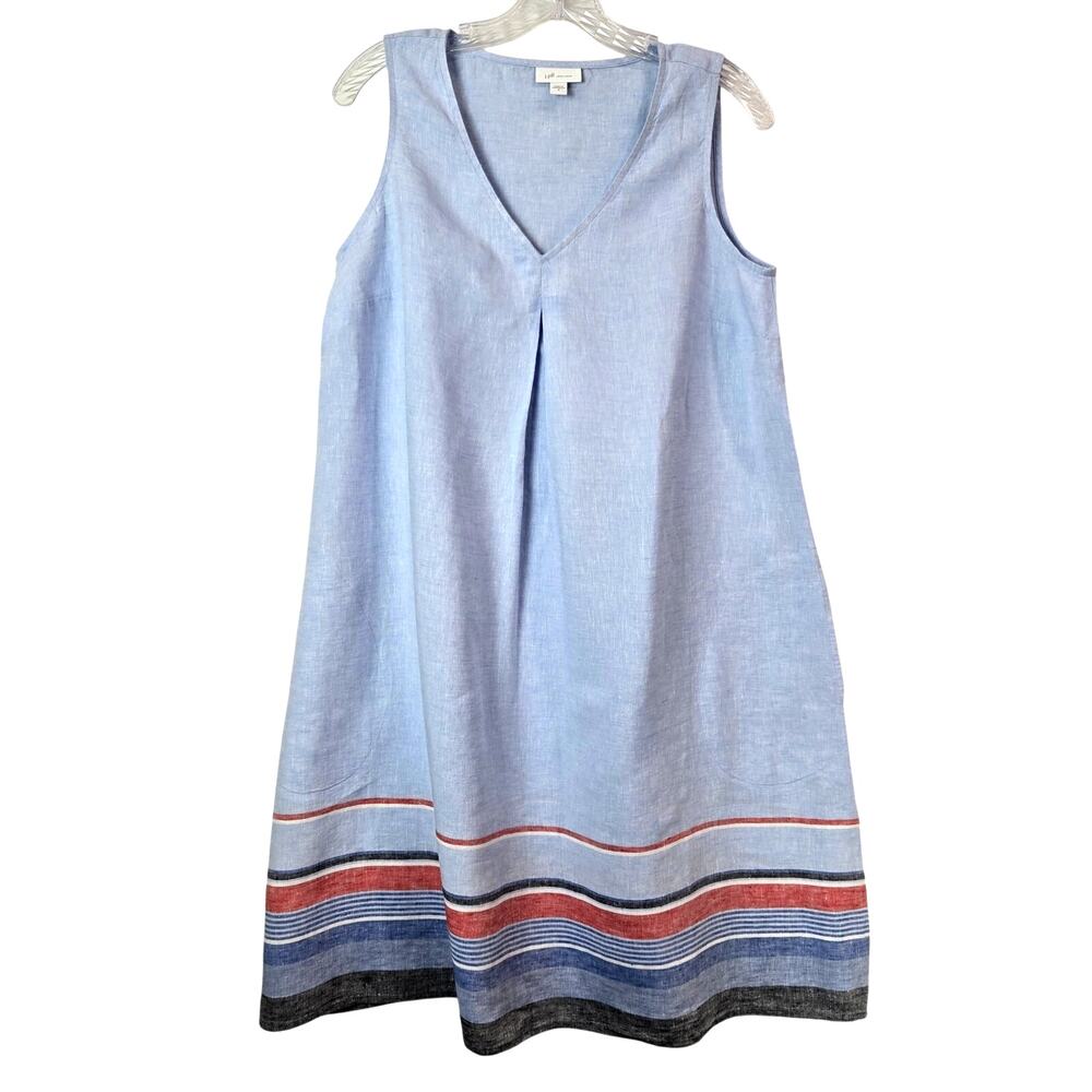 J. Jill Love Linen 100% Linen Shift Dress Red White Blue NWOT Sleeveless  #905 - Picture 3 of 11